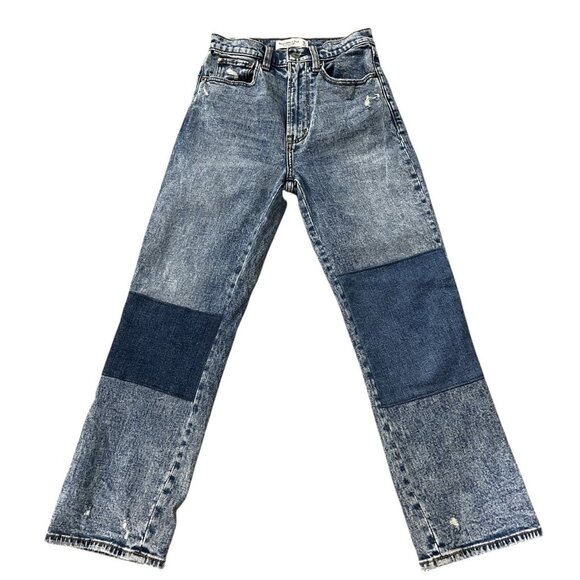Abercrombie & Fitch 25 0 High Rise Straight Ankle Distressed Patchwork Jeans - Picture 1 of 3